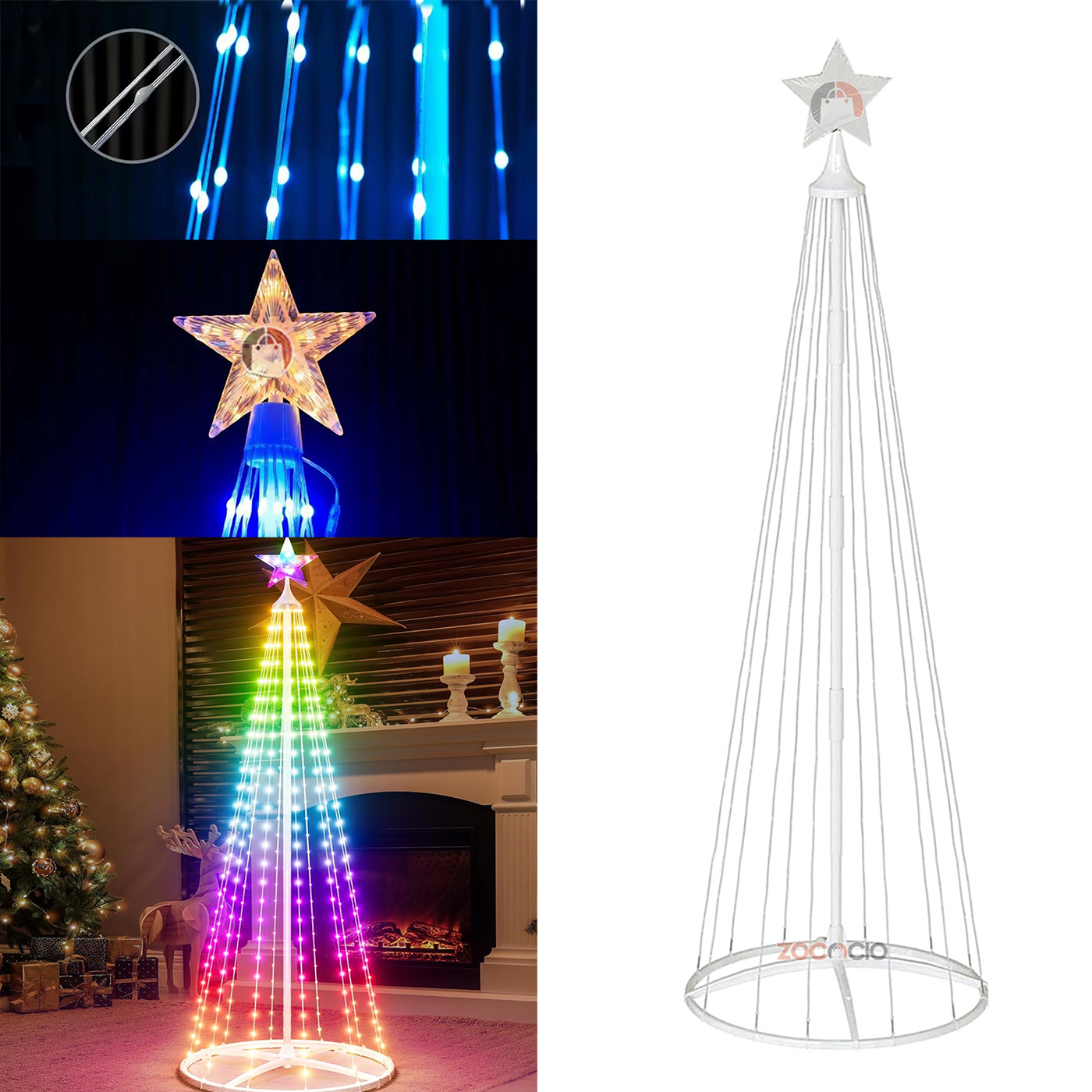 Árbol De Navidad Cónico Rgb Con Control